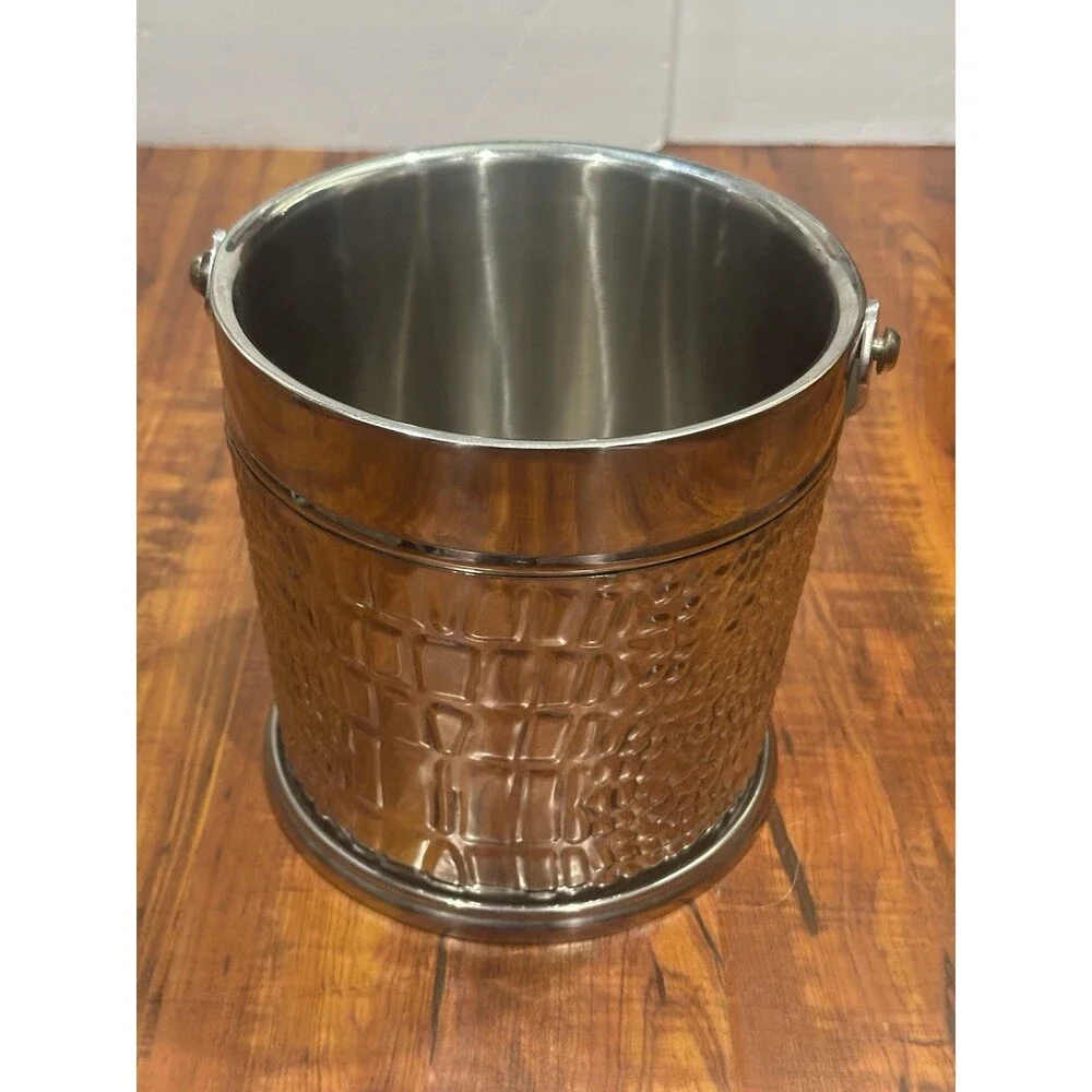 Vintage Ralph Lauren Home Crocodile Repousse Finish Stainless Steel Ice Bucket